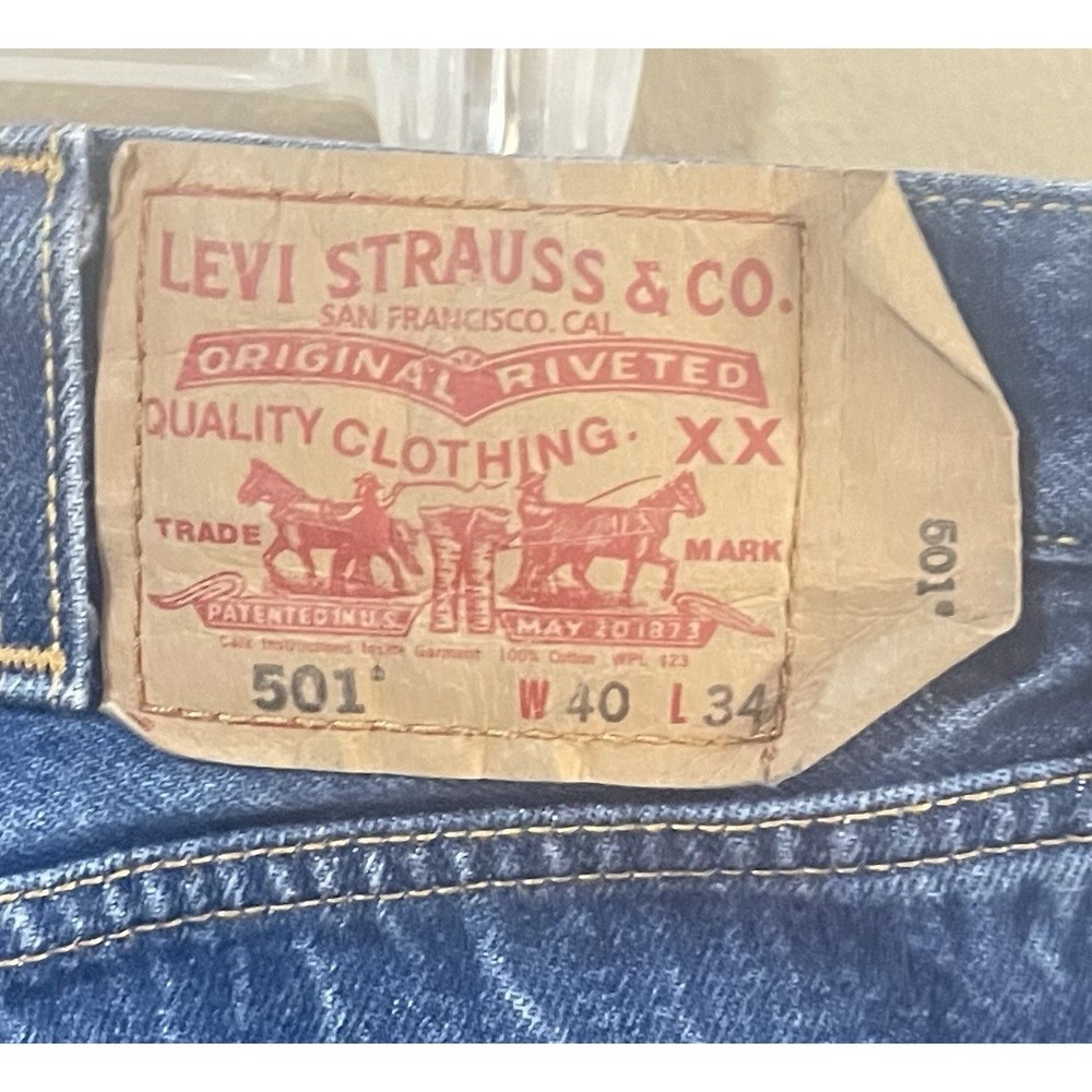 VTG Y2K 2009 Levis 501 Jeans Men 38x31‎ Rigid Indigo Shrink to Fit Raw Mexico - Picture 7 of 11
